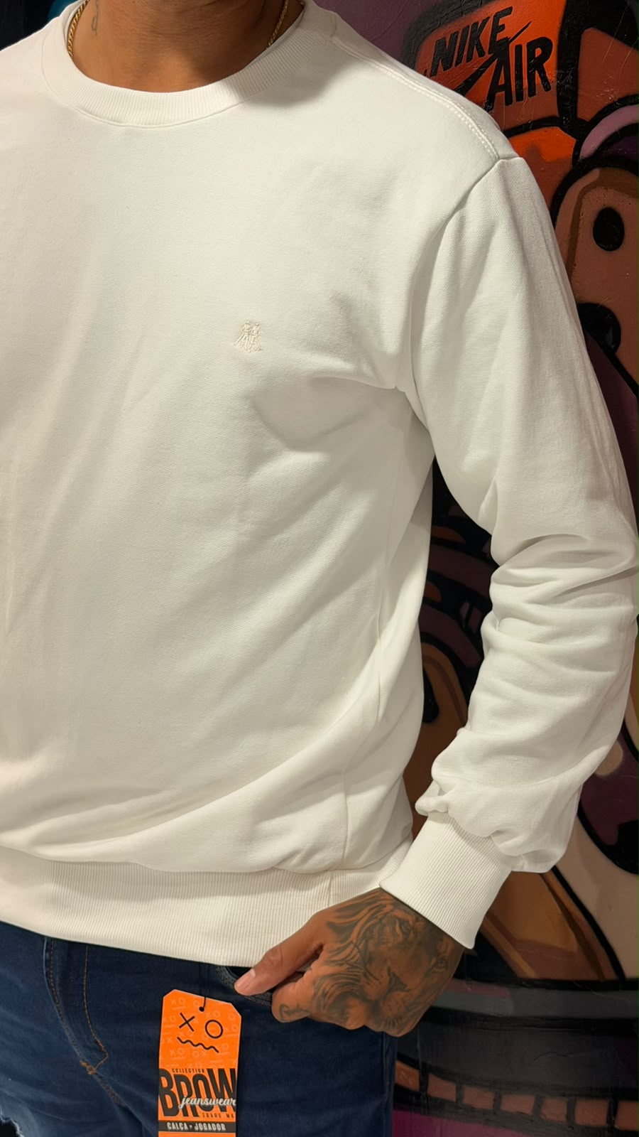 Blusa Moletom Confortável Gola Careca Polo Wear Branco - Imagem 2